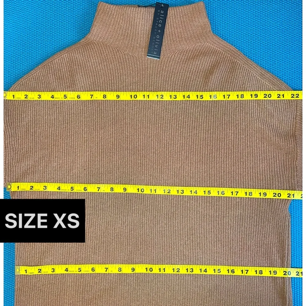 Alice + Olivia Caprice Oversized Cashmere Brown Turtleneck Sweater Top
